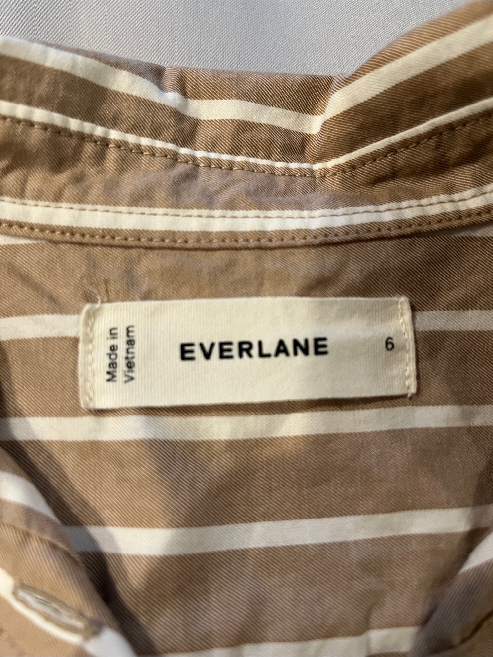 Everlane Tan and White Striped Button-Down Shirt - Picture 2 of 4